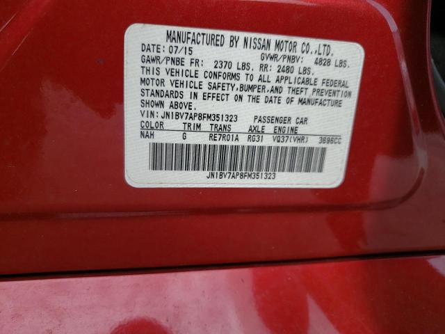 Photo 10 from auction – 2015 INFINITI Q50 BASE with VIN JN1BV7AP8FM351323