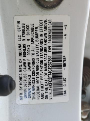 Photo 10 from auction – 2016 HONDA CIVIC EX with VIN 19XFC2F74GE237531