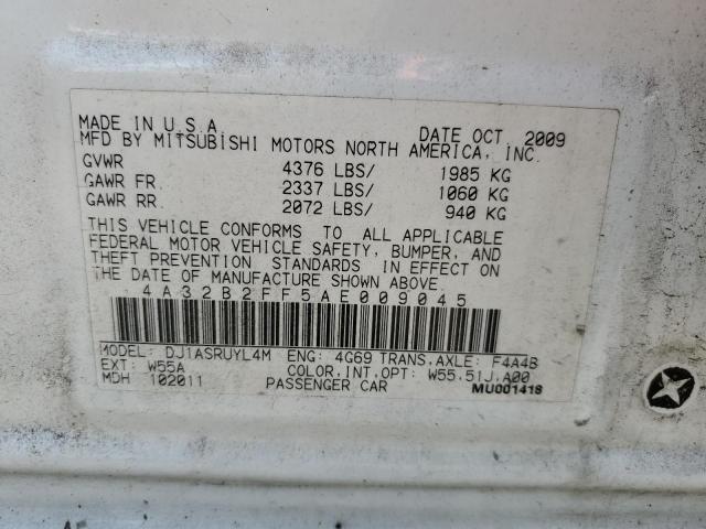 Photo 10 from auction – 2010 MITSUBISHI GALANT FE with VIN 4A32B2FF5AE009045