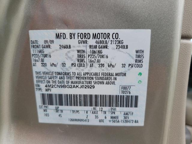 Photo 10 from auction – 2010 MERCURY MARINER with VIN 4M2CN9BG2AKJ02929