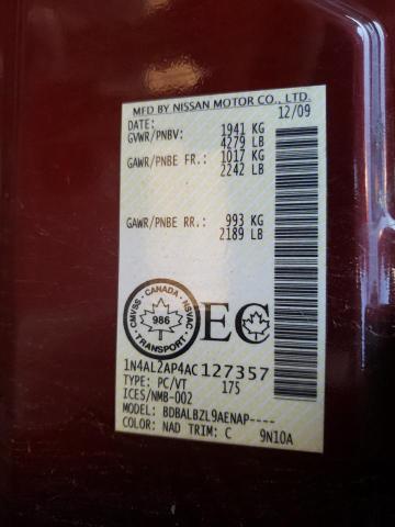 Photo 10 from auction – 2010 NISSAN ALTIMA BAS with VIN 1N4AL2AP4AC127357