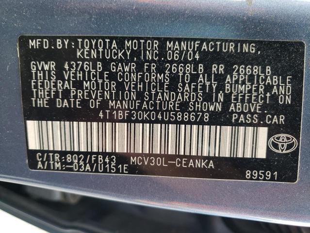 Photo 10 from auction – 2004 TOYOTA CAMRY LE with VIN 4T1BF30K04U588678