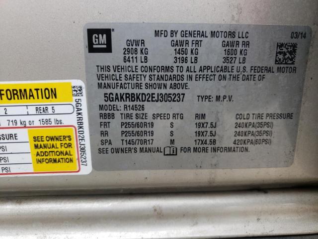 Photo 10 from auction – 2014 BUICK ENCLAVE with VIN 5GAKRBKD2EJ305237