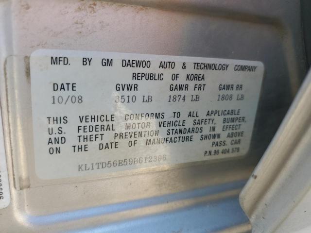 Photo 10 from auction – 2009 CHEVROLET AVEO LS with VIN KL1TD56E59B612396