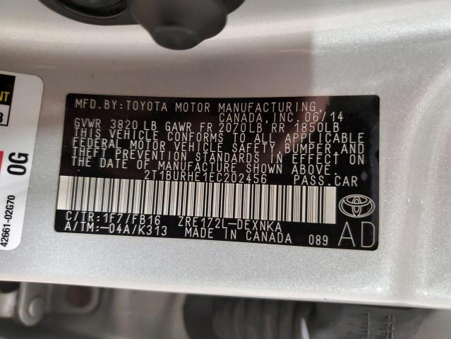 Photo 10 from auction – 2014 TOYOTA COROLLA L with VIN 2T1BURHE1EC202456