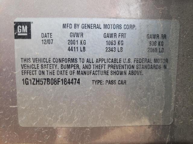 Photo 10 from auction – 2008 CHEVROLET MALIBU 1LT with VIN 1G1ZH57B08F184474