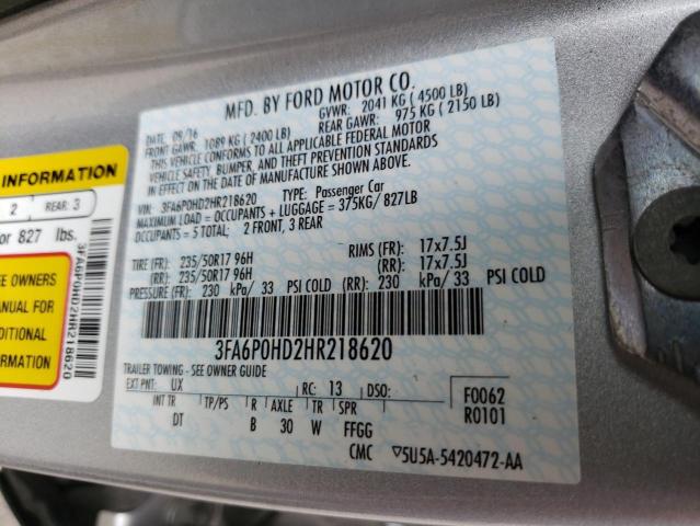 Photo 10 from auction – 2017 FORD FUSION S with VIN 3FA6P0HD2HR218620