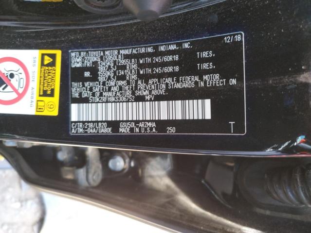 Photo 10 from auction – 2019 TOYOTA HIGHLANDER with VIN 5TDKZRFH8KS306752