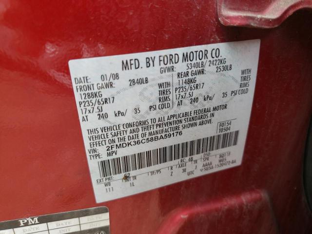 Photo 10 from auction – 2008 FORD EDGE SE with VIN 2FMDK36C58BA59176