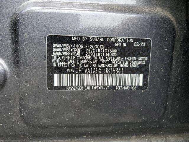 Photo 10 from auction – 2020 SUBARU WRX with VIN JF1VA1A6XL9815341