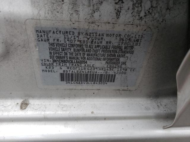 Photo 10 from auction – 2020 NISSAN VERSA S with VIN 3N1CN8DV3LL843204
