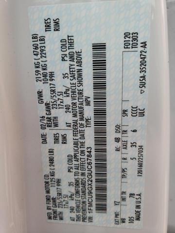 Photo 10 from auction – 2016 FORD ESCAPE SE with VIN 1FMCU9GX2GUC67843