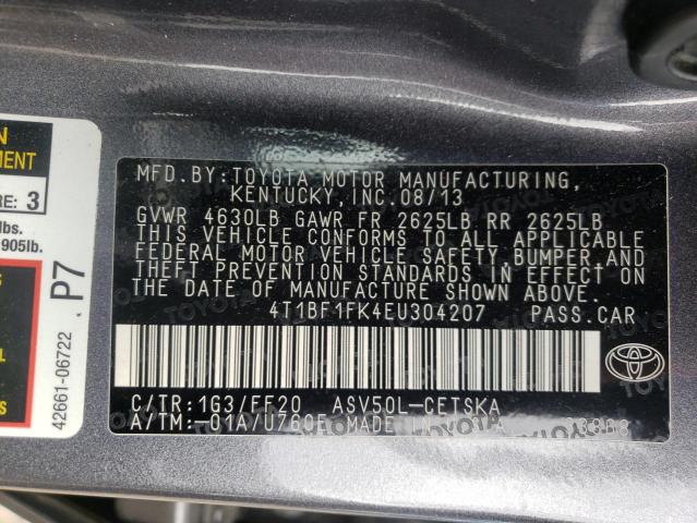 Photo 10 from auction – 2014 TOYOTA CAMRY L with VIN 4T1BF1FK4EU304207