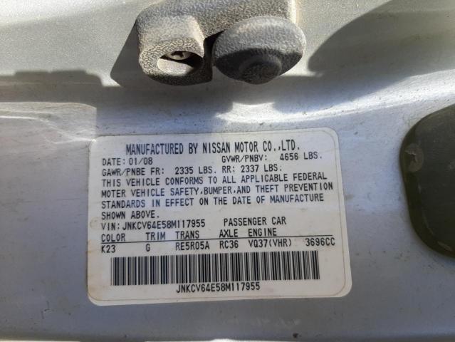 Photo 10 from auction – 2008 INFINITI G37 BASE with VIN JNKCV64E58M117955