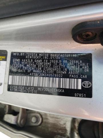 Photo 10 from auction – 2004 TOYOTA CAMRY with VIN 4T1BF30K54U578602