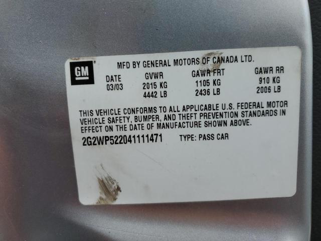 Photo 10 from auction – 2004 PONTIAC GRAN PRIX with VIN 2G2WP522041111471