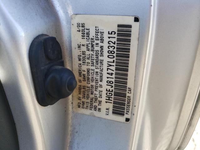 Photo 10 from auction – 2000 HONDA CIVIC EX with VIN 1HGEJ8147YL083215