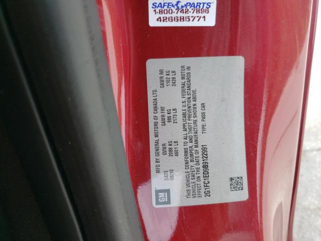Photo 10 from auction – 2011 CHEVROLET CAMARO LT with VIN 2G1FC1ED9B9122991