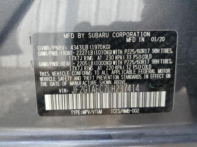 Photo 10 from auction – 2020 SUBARU CROSSTREK with VIN JF2GTAEC7LH237414
