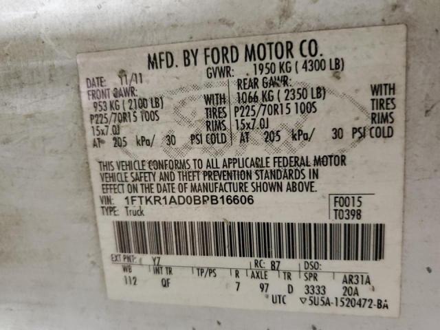 Photo 10 from auction – 2011 FORD RANGER with VIN 1FTKR1AD0BPB16606