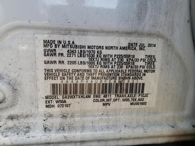 Photo 10 from auction – 2015 MITSUBISHI OUTLANDER with VIN 4A4AP4AU0FE002831