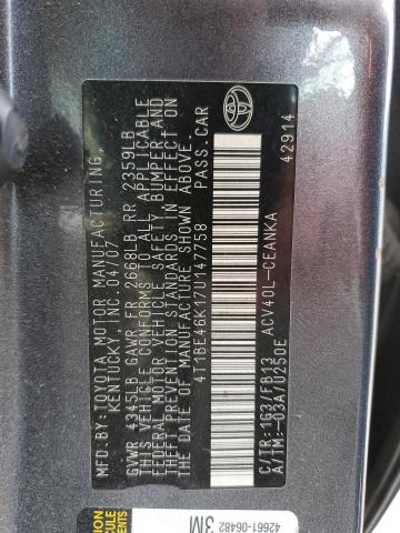 Photo 10 from auction – 2007 TOYOTA CAMRY CE with VIN 4T1BE46K17U147758