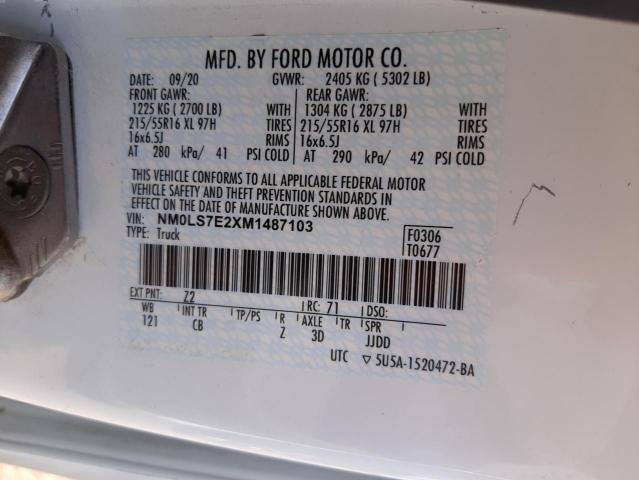 Photo 10 from auction – 2021 FORD TRANSIT CO with VIN NM0LS7E2XM1487103