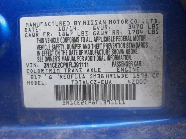 Photo 10 from auction – 2015 NISSAN VERSA NOTE with VIN 3N1CE2CP8FL391111