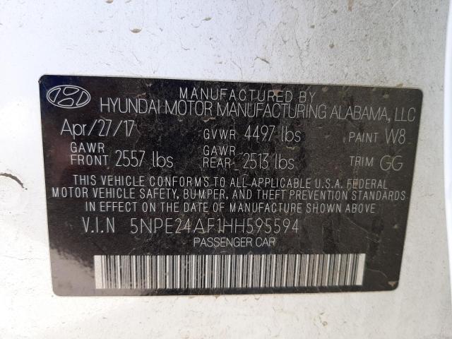 Photo 10 from auction – 2017 HYUNDAI SONATA SE with VIN 5NPE24AF1HH595594