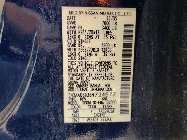 Photo 10 from auction – 2006 NISSAN ARMADA SE with VIN 5N1AA08B36N714977