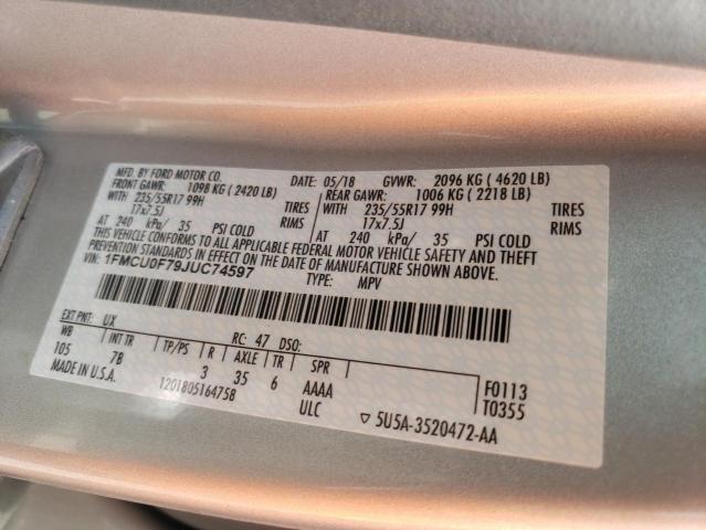 Photo 10 from auction – 2018 FORD ESCAPE S with VIN 1FMCU0F79JUC74597