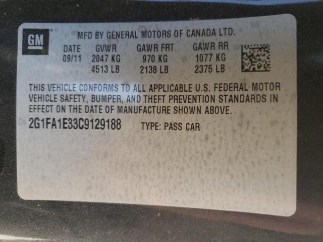 Photo 10 from auction – 2012 CHEVROLET CAMARO LS with VIN 2G1FA1E33C9129188
