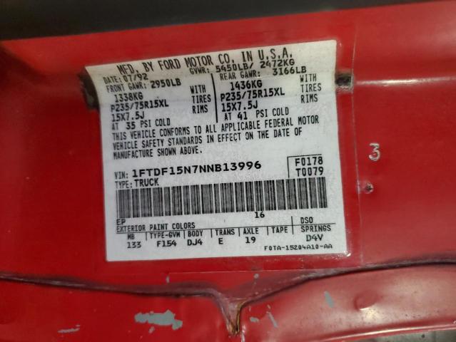 Photo 10 from auction – 1992 FORD F150 with VIN 1FTDF15N7NNB13996