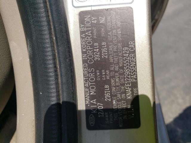 Photo 10 from auction – 2008 KIA SPECTRA EX with VIN KNAFE122985552429