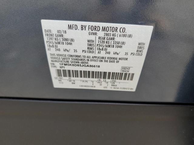 Photo 10 from auction – 2018 FORD EXPLORER X with VIN 1FM5K8D85JGA86618