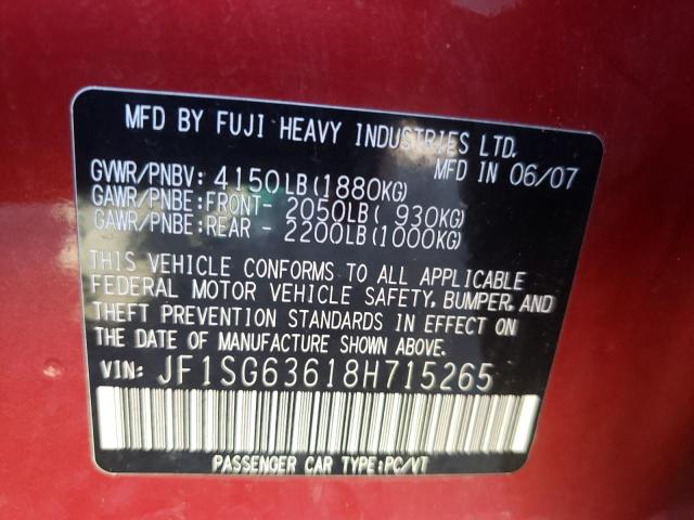 Photo 10 from auction – 2008 SUBARU FORESTER 2 with VIN JF1SG63618H715265