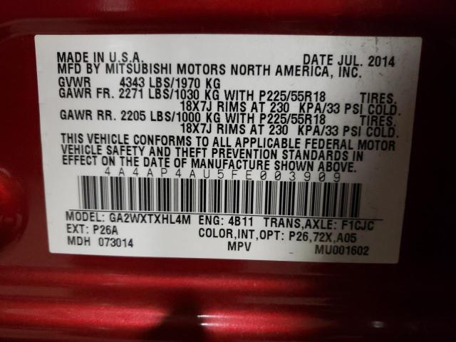 Photo 10 from auction – 2015 MITSUBISHI OUTLANDER with VIN 4A4AP4AU5FE003909
