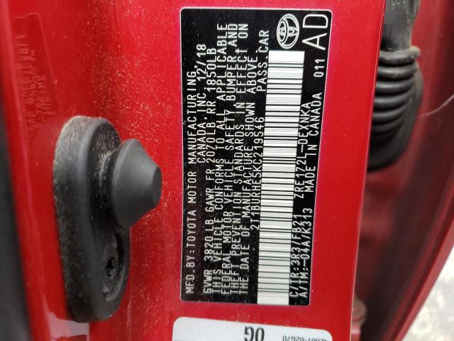 Photo 10 from auction – 2019 TOYOTA COROLLA L with VIN 2T1BURHE5KC219546
