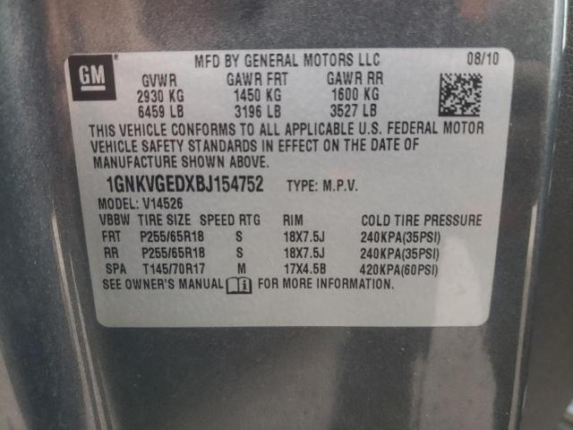 Photo 10 from auction – 2011 CHEVROLET TRAVERSE L with VIN 1GNKVGEDXBJ154752