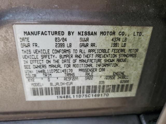 Photo 10 from auction – 2005 NISSAN ALTIMA SE with VIN 1N4BL11D75C149170