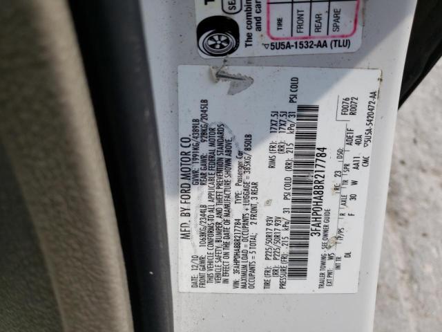 Photo 10 from auction – 2011 FORD FUSION SE with VIN 3FAHP0HA8BR217784