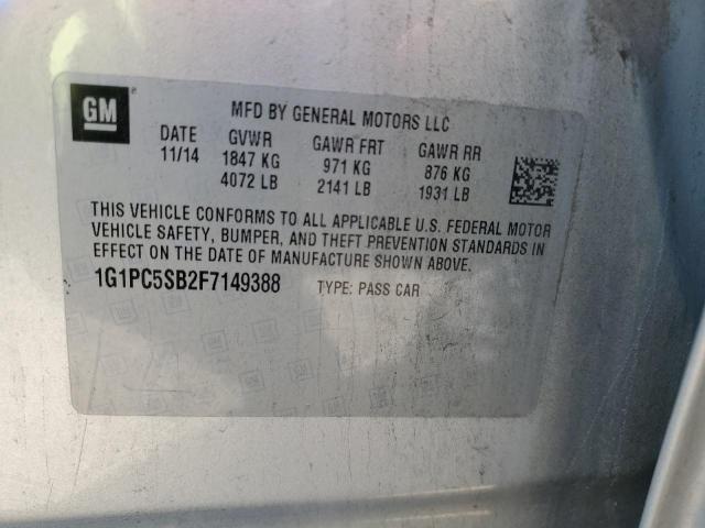 Photo 10 from auction – 2015 CHEVROLET CRUZE LT with VIN 1G1PC5SB2F7149388