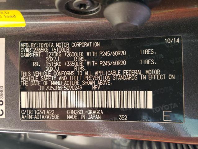 Photo 10 from auction – 2015 TOYOTA 4RUNNER SR with VIN JTEZU5JR6F5090249