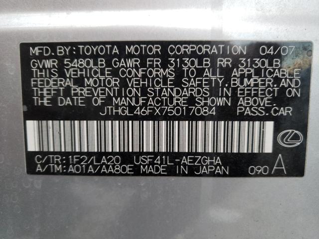 Photo 10 from auction – 2007 LEXUS LS 460L with VIN JTHGL46FX75017084