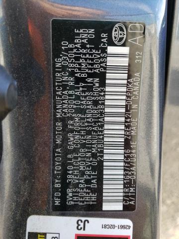 Photo 10 from auction – 2010 TOYOTA COROLLA BA with VIN 2T1BU4EE1AC381843