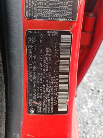 Photo 10 from auction – 2000 BMW 323 I with VIN WBAAM3347YKC72702