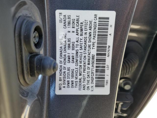 Photo 10 from auction – 2018 HONDA CIVIC EX with VIN 2HGFC2F71JH563882