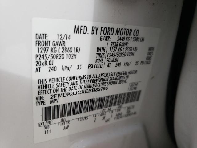Photo 10 from auction – 2014 FORD EDGE SEL with VIN 2FMDK3JCXEBB82796