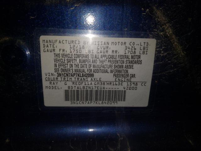 Photo 10 from auction – 2019 NISSAN VERSA S with VIN 3N1CN7AP7KL842099