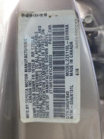 Photo 10 from auction – 2001 TOYOTA COROLLA with VIN 2T1BR12E41C436323